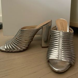 Schutz metallic heels